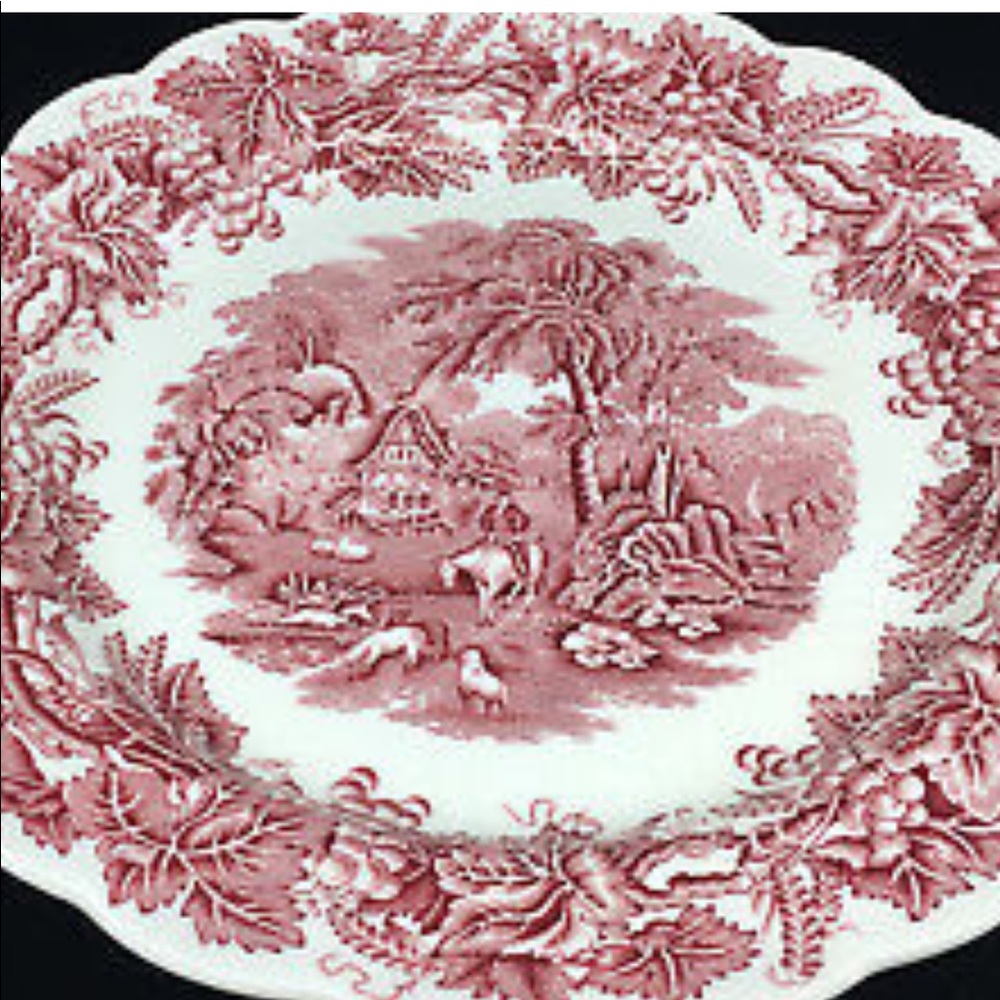 Booth’s British Scenery Vintage Plate A8024 Pink Vines Sheep & English Cottage - Picture 3 of 10